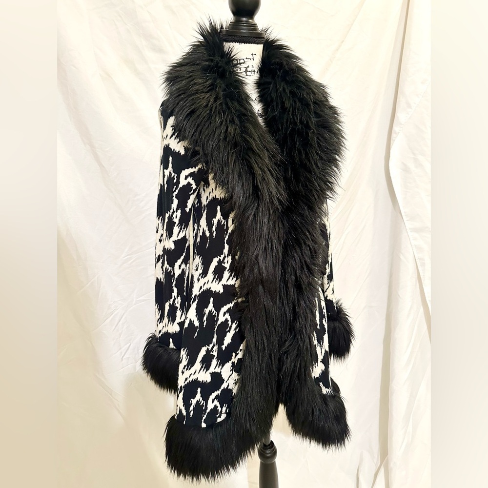 Betsey Johnson Super RARE Cruella Deville Faux Fur Penny Lane Coat M/L
